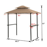 Outdoor Grill Gazebo 8 x 5 Ft, Shelter Tent,Double Tier Soft Top Canopy And Steel Frame With Hook And Bar Counters
