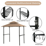 Outdoor Grill Gazebo 8 x 5 Ft, Shelter Tent,Double Tier Soft Top Canopy And Steel Frame With Hook And Bar Counters