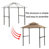 Outdoor Grill Gazebo 8 x 5 Ft, Shelter Tent,Double Tier Soft Top Canopy And Steel Frame With Hook And Bar Counters