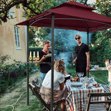 Outdoor Grill Gazebo 8 x 5 Ft, Shelter Tent,Double Tier Soft Top Canopy And Steel Frame With Hook And Bar Counters