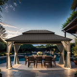 Outdoor Hardtop Aluminum Gazebo with Galvanized Double Roof Canopy