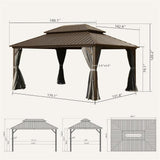 Outdoor Hardtop Aluminum Gazebo with Galvanized Double Roof Canopy