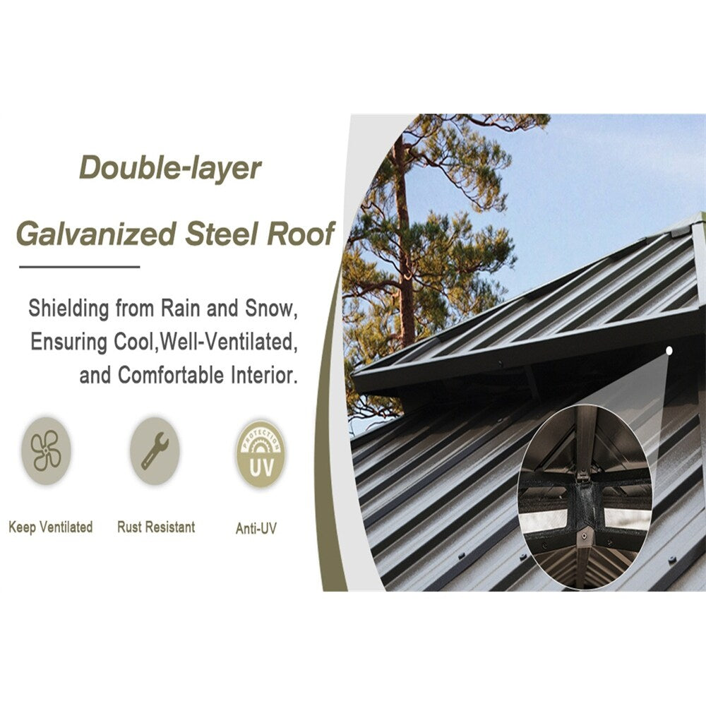 Outdoor Hardtop Aluminum Gazebo with Galvanized Double Roof Canopy