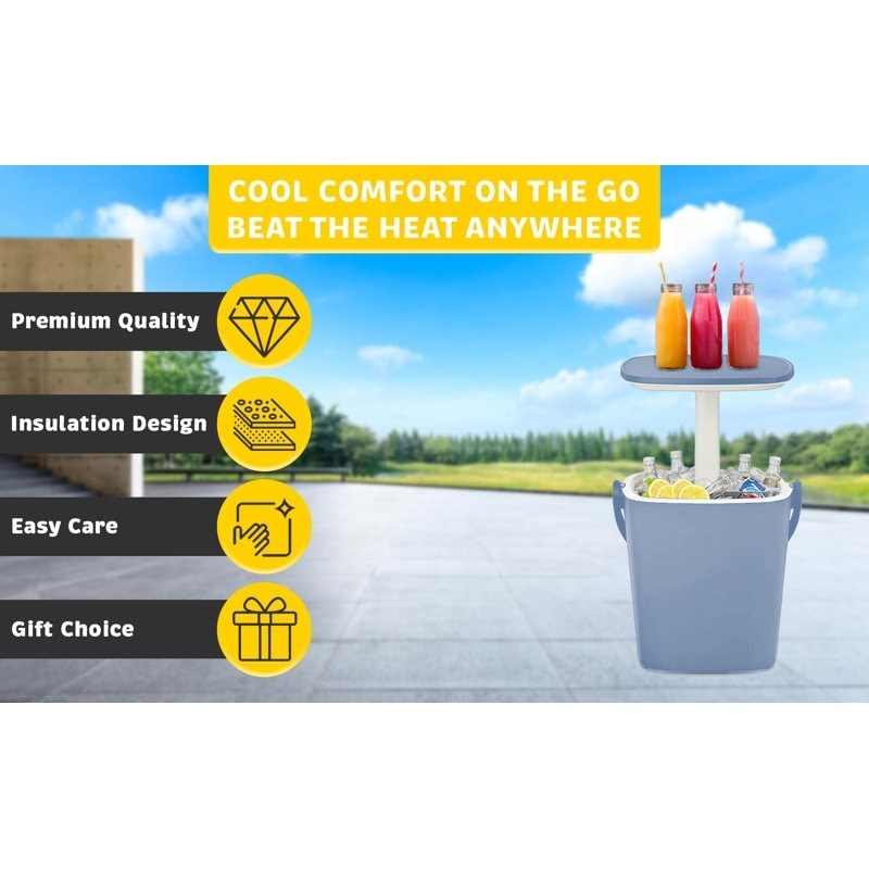 Outdoor Ice Bucket Side Table Retractable - 13.3'' x 22''