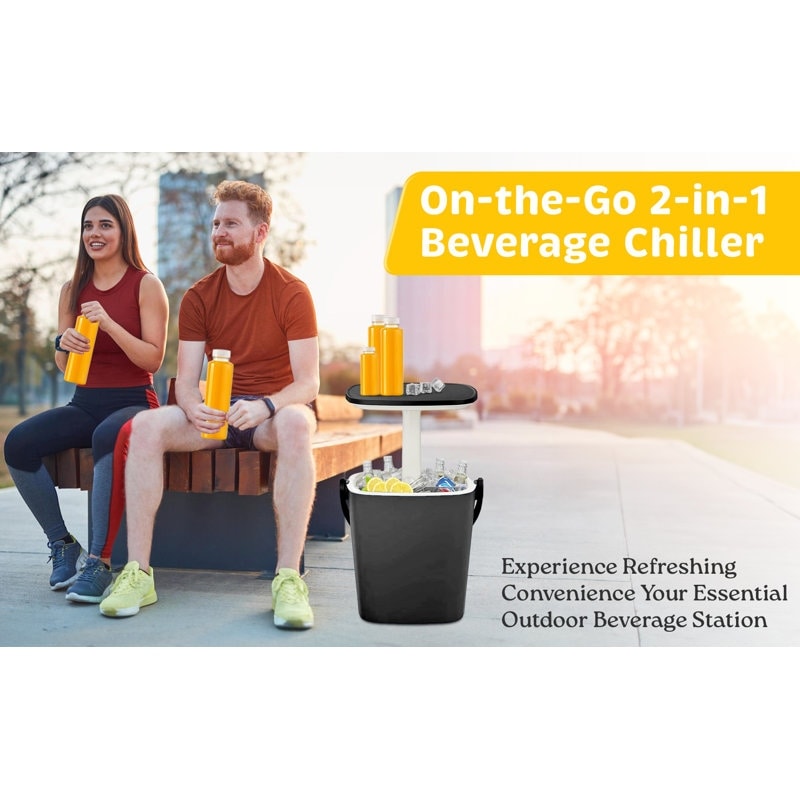 Outdoor Ice Bucket Side Table Retractable - 13.3'' x 22''