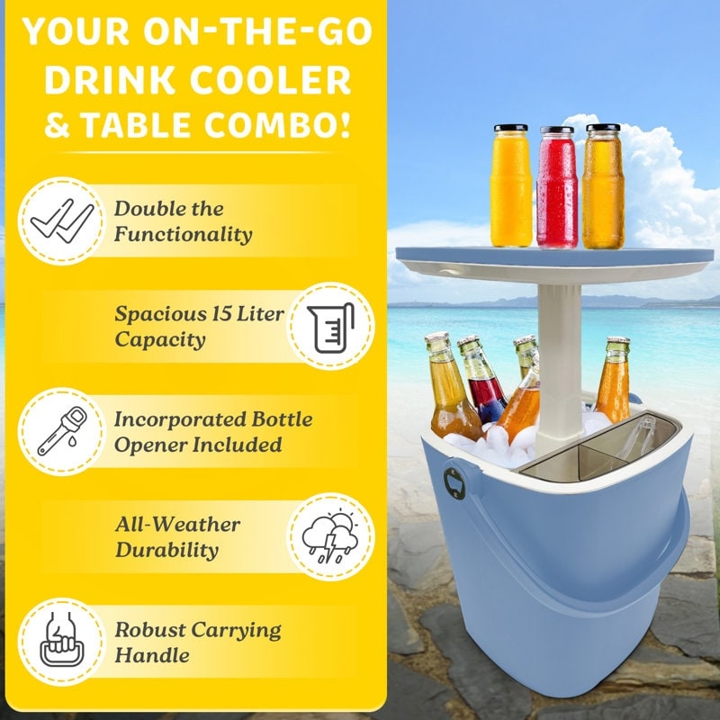 Outdoor Ice Bucket Side Table Retractable - 13.3'' x 22''