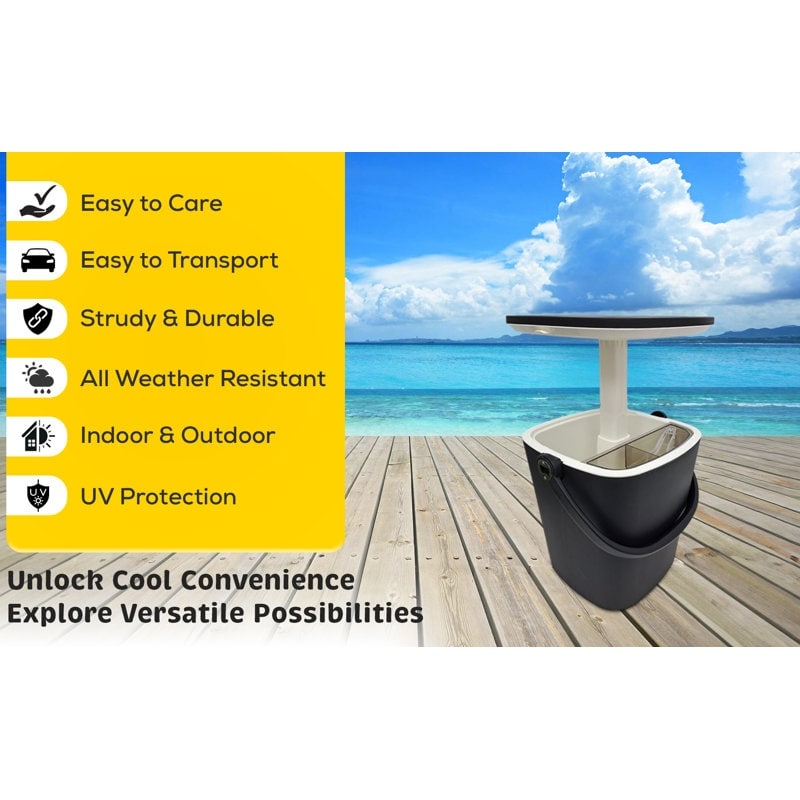 Outdoor Ice Bucket Side Table Retractable - 13.3'' x 22''
