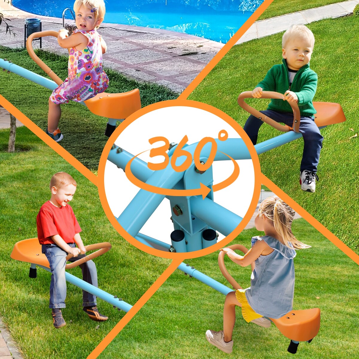 Outdoor Kids Spinning Seesaw Sit and Spin Teeter Totter