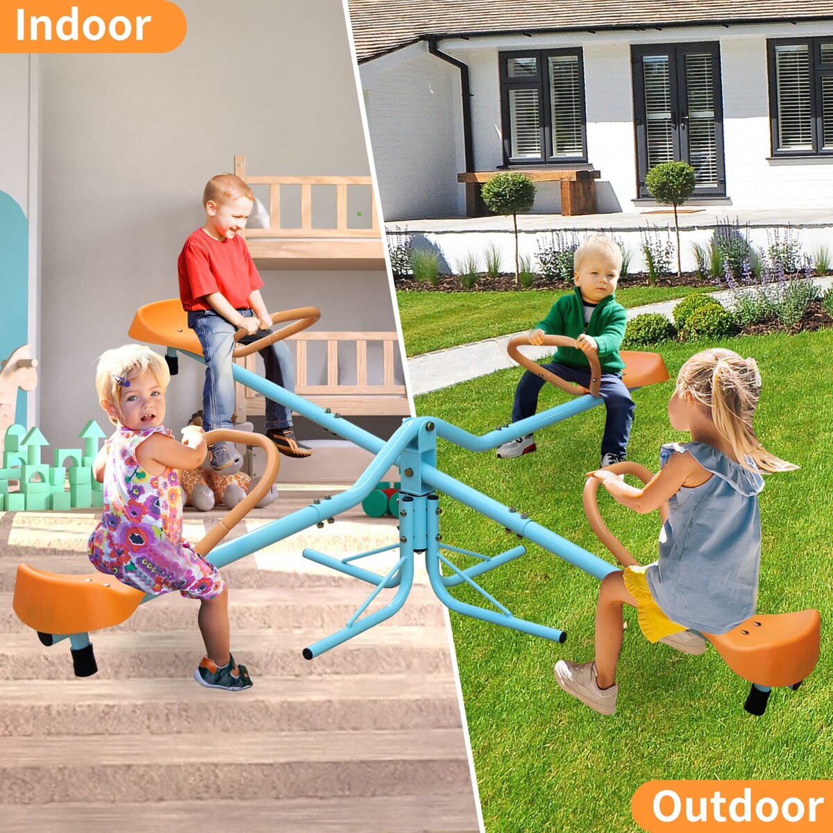 Outdoor Kids Spinning Seesaw Sit and Spin Teeter Totter
