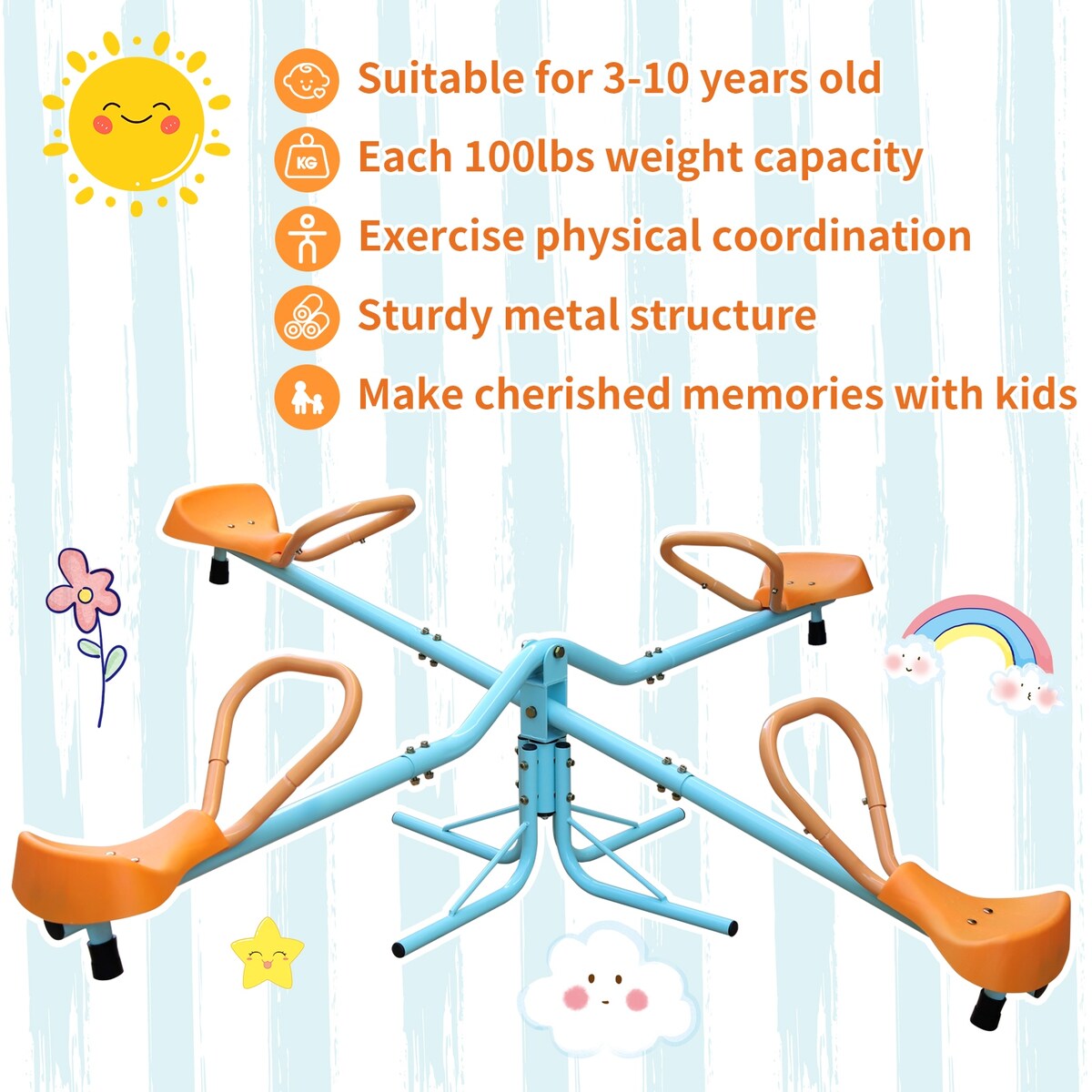 Outdoor Kids Spinning Seesaw Sit and Spin Teeter Totter