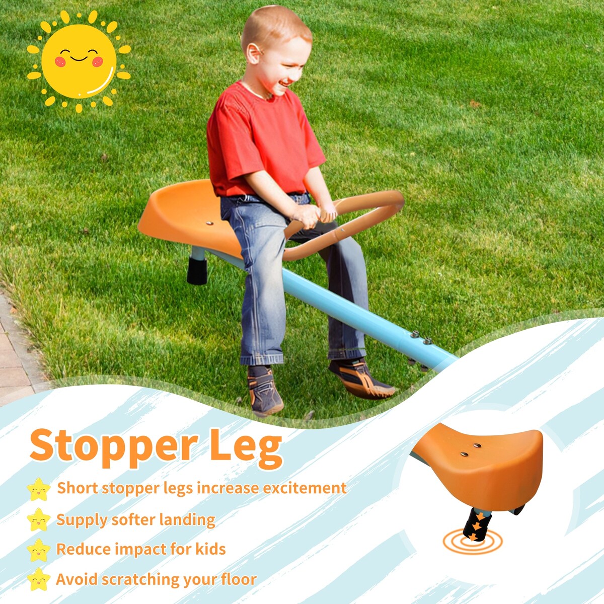 Outdoor Kids Spinning Seesaw Sit and Spin Teeter Totter