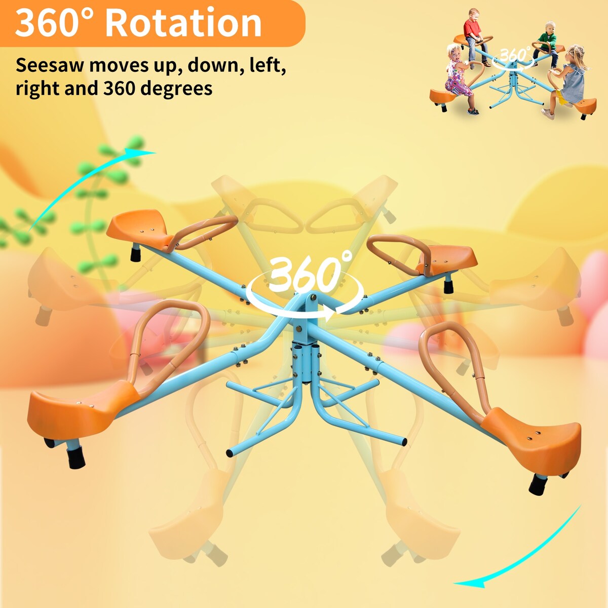 Outdoor Kids Spinning Seesaw Sit and Spin Teeter Totter