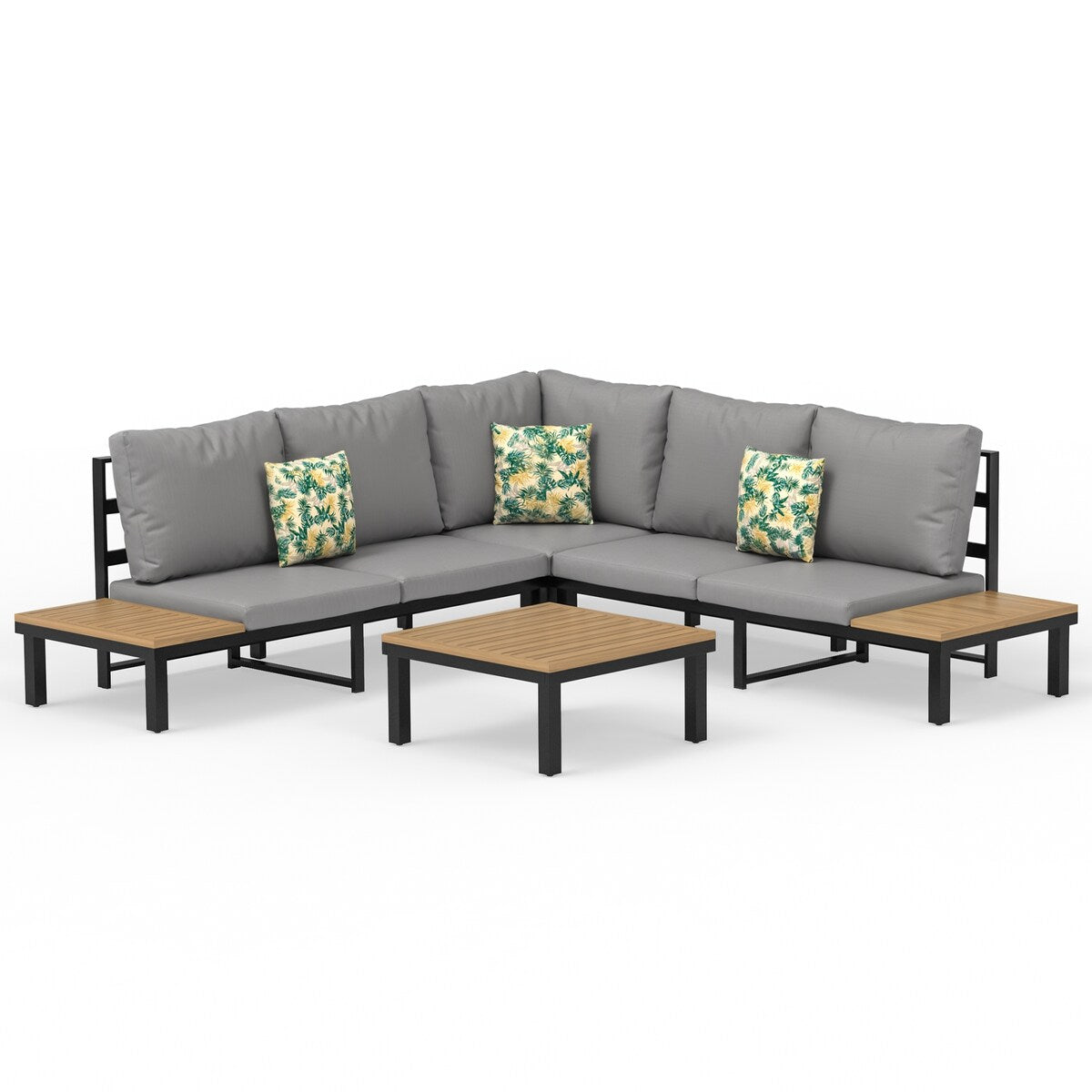Outdoor Patio Furniture L-Shaped 4-Piece Sectional Sofa Set