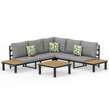 Outdoor Patio Furniture L-Shaped 4-Piece Sectional Sofa Set
