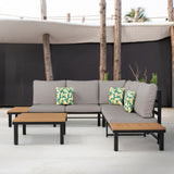 Outdoor Patio Furniture L-Shaped 4-Piece Sectional Sofa Set