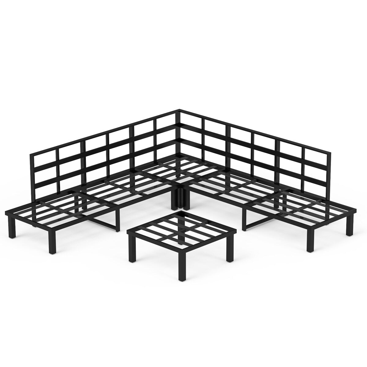Outdoor Patio Furniture L-Shaped 4-Piece Sectional Sofa Set