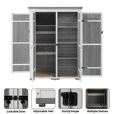 Outdoor Lockable Wood Storage Shed with Waterproof Roof and Shelves