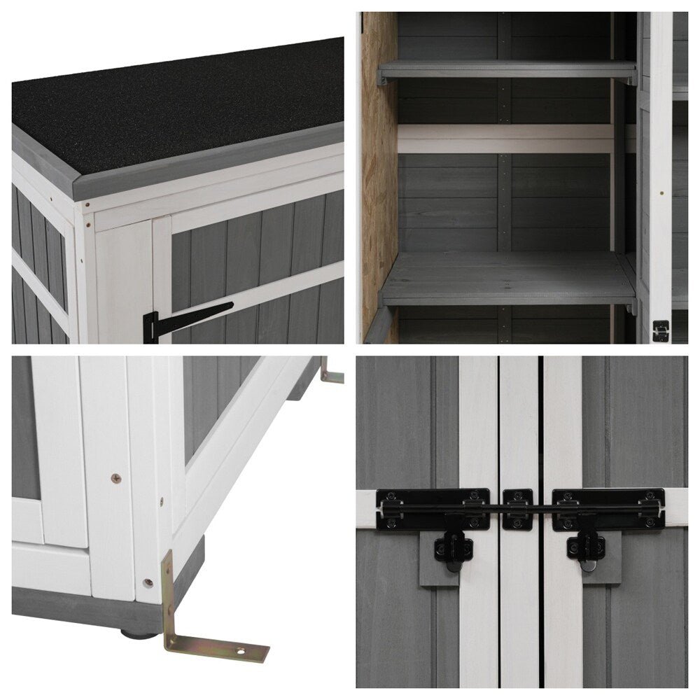 Outdoor Lockable Wood Storage Shed with Waterproof Roof and Shelves