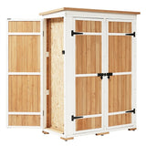 Outdoor Lockable Wood Storage Shed with Waterproof Roof and Shelves