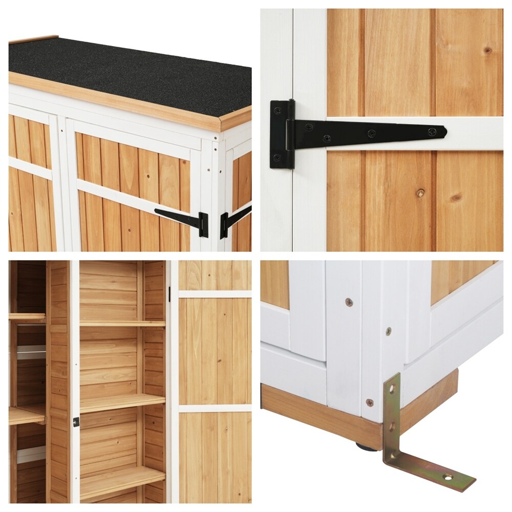 Outdoor Lockable Wood Storage Shed with Waterproof Roof and Shelves
