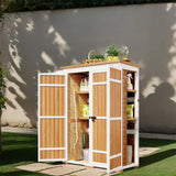 Outdoor Lockable Wood Storage Shed with Waterproof Roof and Shelves