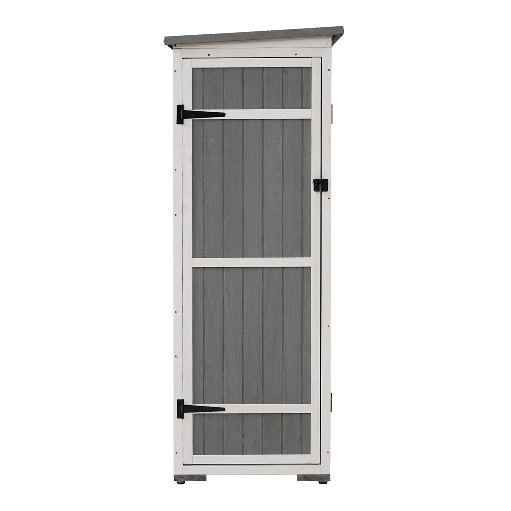 Outdoor Lockable Wood Storage Shed with Waterproof Roof and Shelves