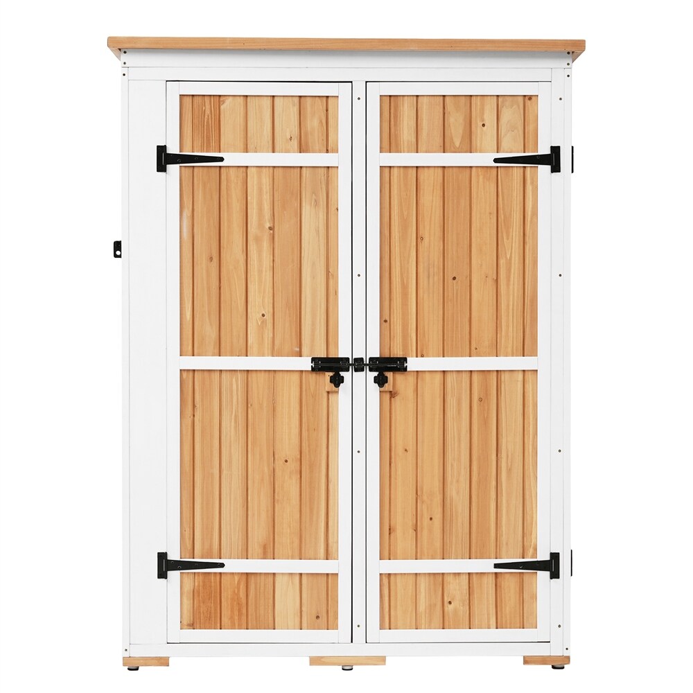 Outdoor Lockable Wood Storage Shed with Waterproof Roof and Shelves