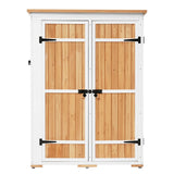 Outdoor Lockable Wood Storage Shed with Waterproof Roof and Shelves