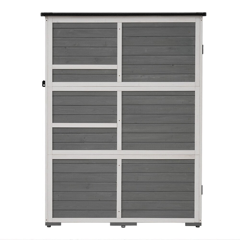 Outdoor Lockable Wood Storage Shed with Waterproof Roof and Shelves