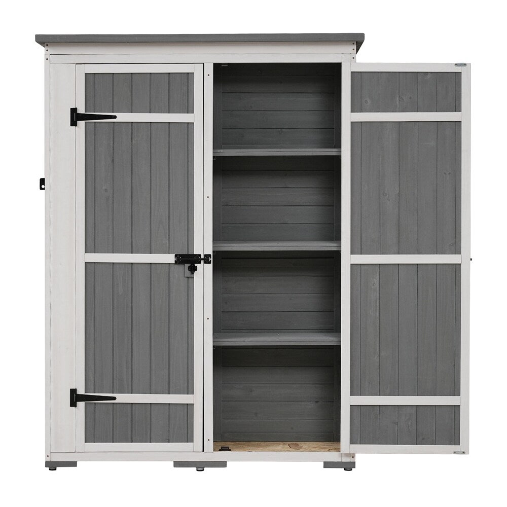 Outdoor Lockable Wood Storage Shed with Waterproof Roof and Shelves
