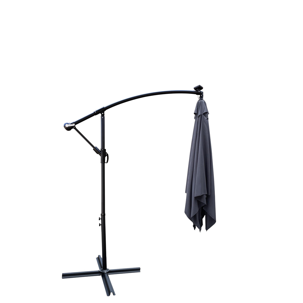 Outdoor Market Umbrella with Base and Solar Powered LED Lights