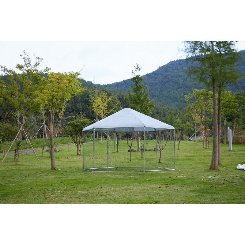 Outdoor Metal Hexagonal Roof Chicken Coop Walk-in Poultry Cage