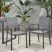 Outdoor Modern Aluminum Dining Chair with Mesh Seat (Set of 2), Gun Metal Gray and Dark Gray
