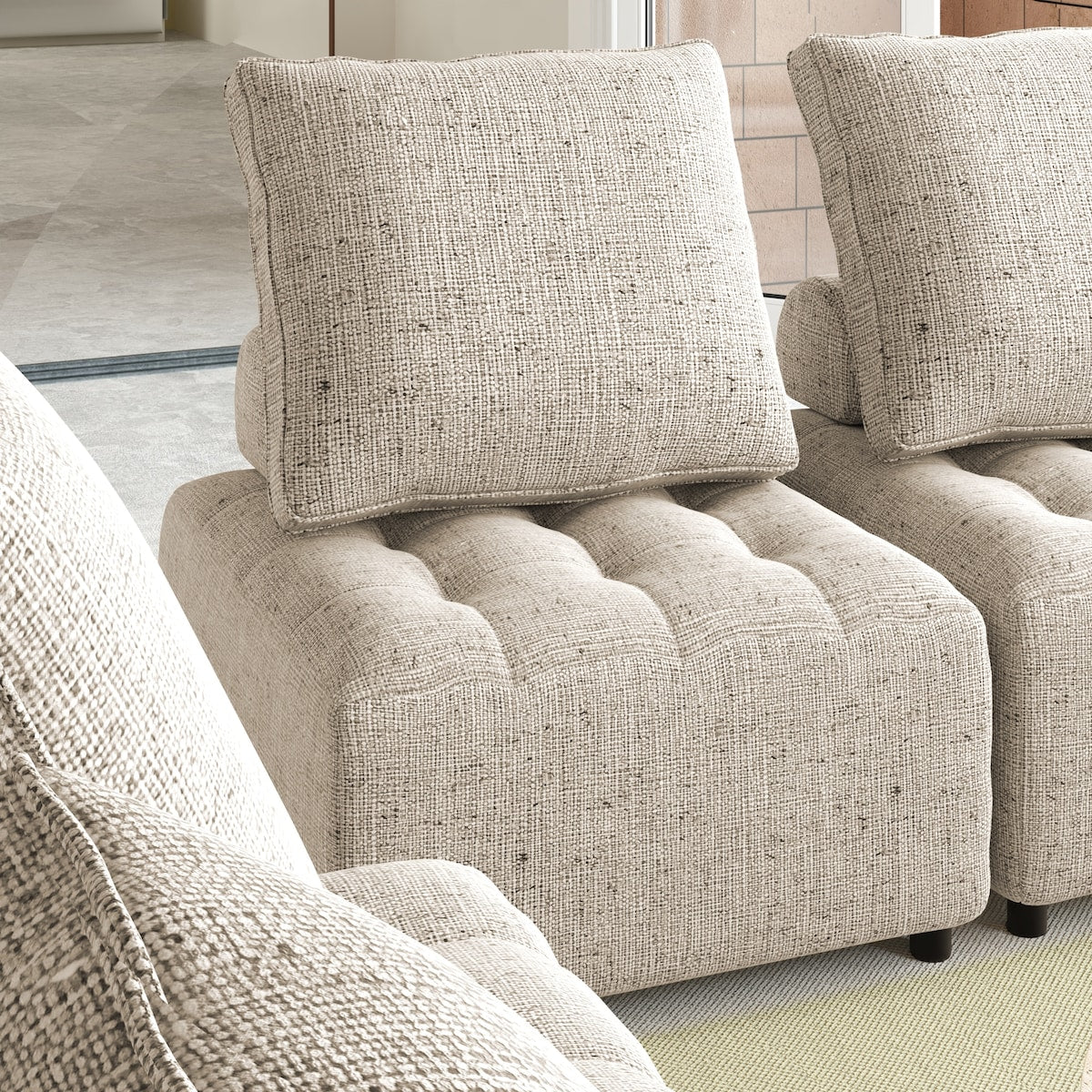 Outdoor Modular Sofa Chair With Aluminum Structure,Support Cushion and Back Cushion Cover-Removable