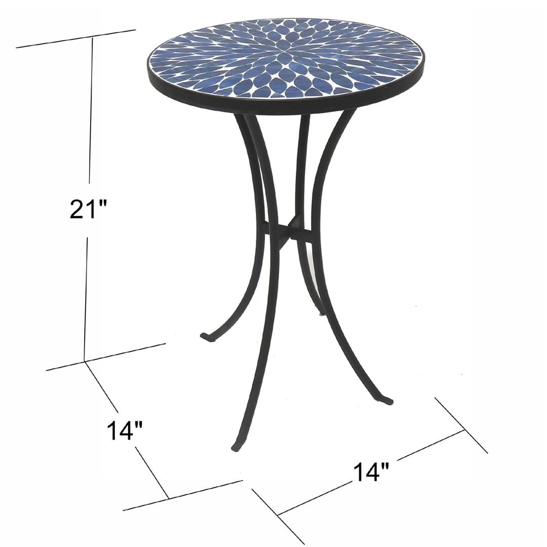Outdoor Mosaic Side Table, Round Bistro Coffee Table