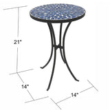 Outdoor Mosaic Side Table, Round Bistro Coffee Table