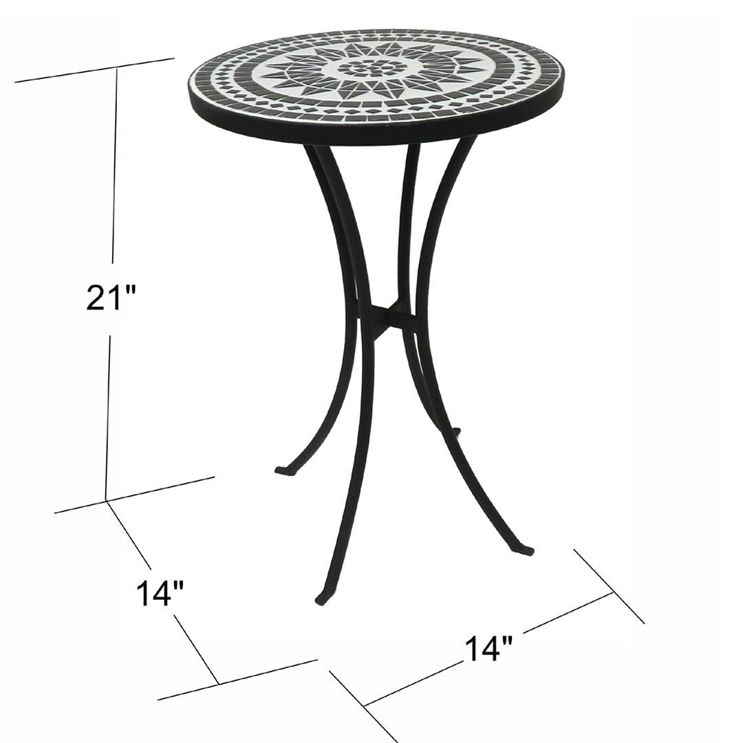 Outdoor Mosaic Side Table, Round Bistro Coffee Table