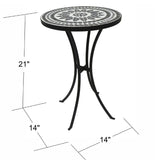 Outdoor Mosaic Side Table, Round Bistro Coffee Table