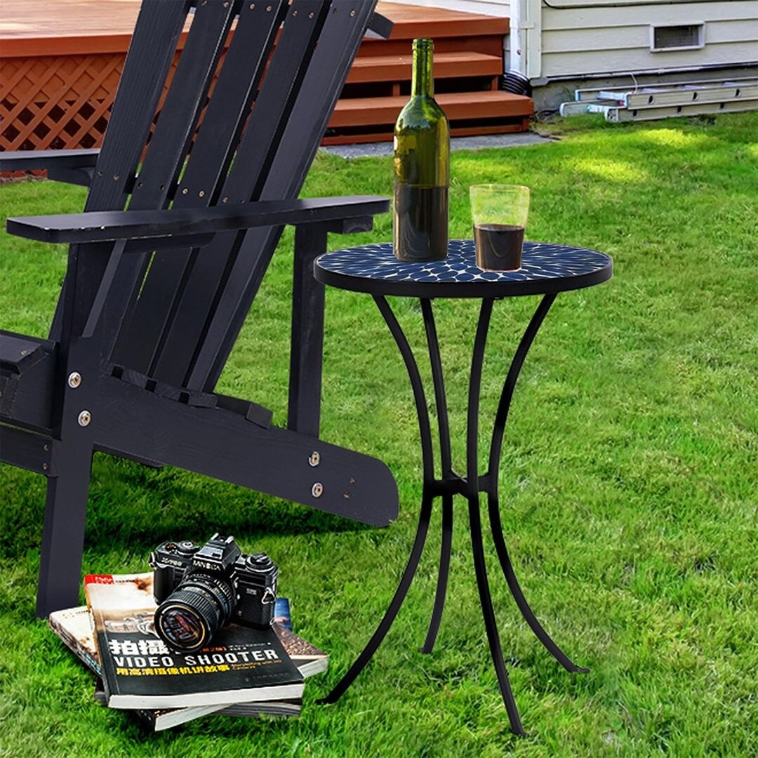 Outdoor Mosaic Side Table, Round Bistro Coffee Table