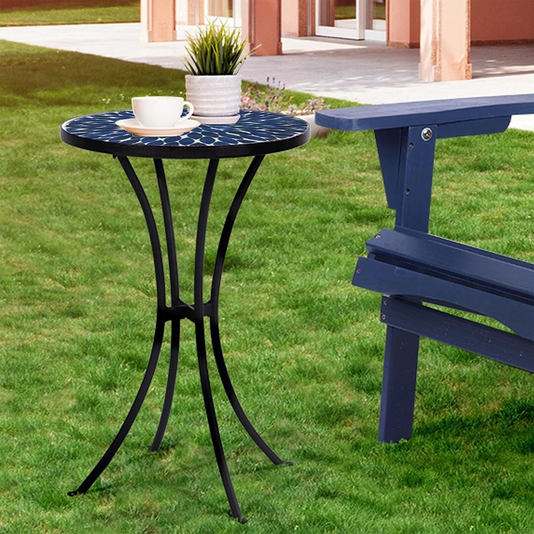 Outdoor Mosaic Side Table, Round Bistro Coffee Table