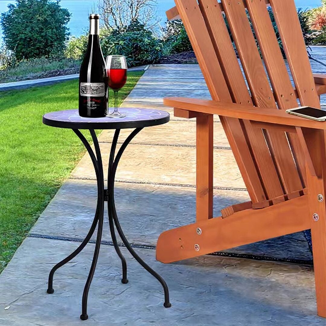 Outdoor Mosaic Side Table, Round Bistro Coffee Table