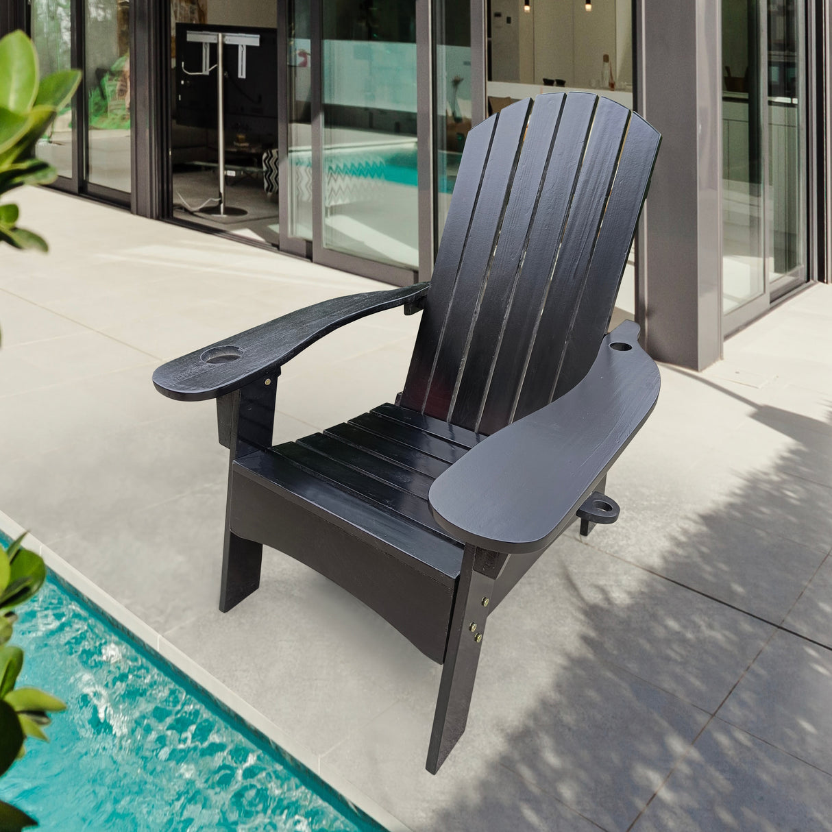 Wood Adirondack Chair with Umbrella Hole