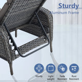 Outdoor PE Wicker Chaise Lounge Grey Rattan