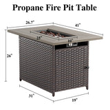 Outdoor PE Wicker Furniture Set with Fire pit Table