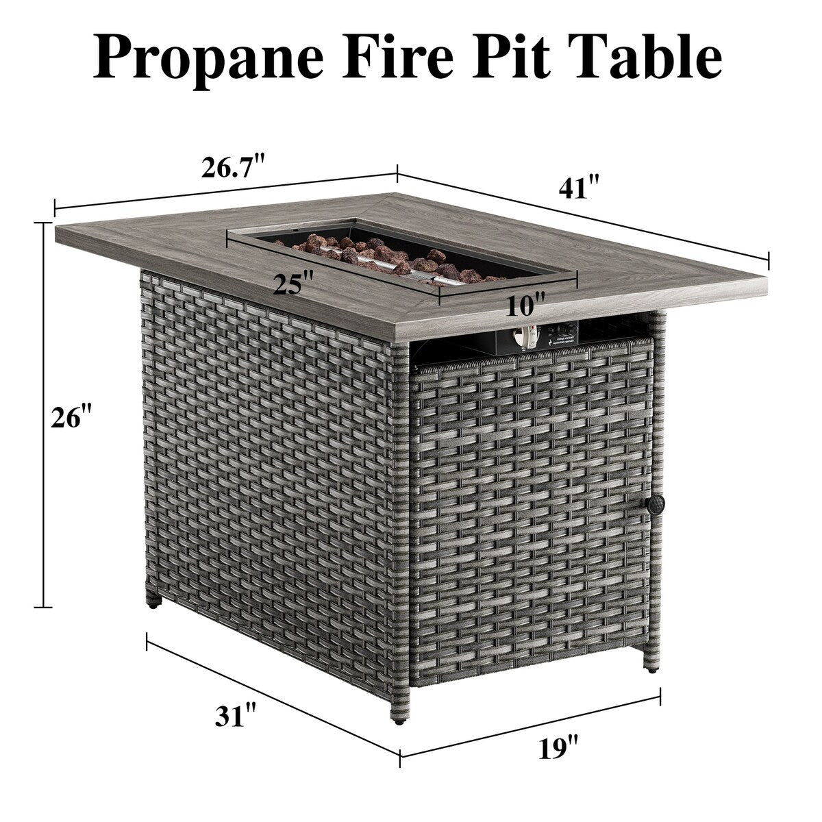 Outdoor PE Wicker Furniture Set with Fire pit Table