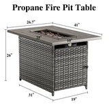 Outdoor PE Wicker Furniture Set with Fire pit Table