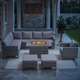 Outdoor PE Wicker Furniture Set with Fire pit Table