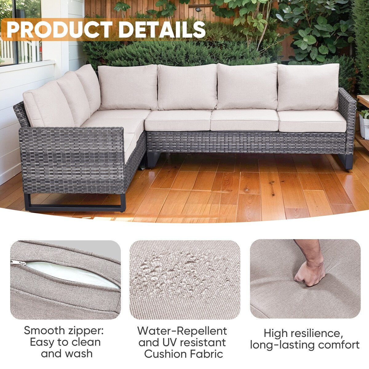Outdoor PE Wicker Furniture Set with Fire pit Table