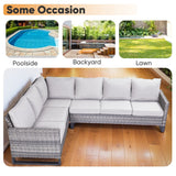 Outdoor PE Wicker Furniture Set with Fire pit Table