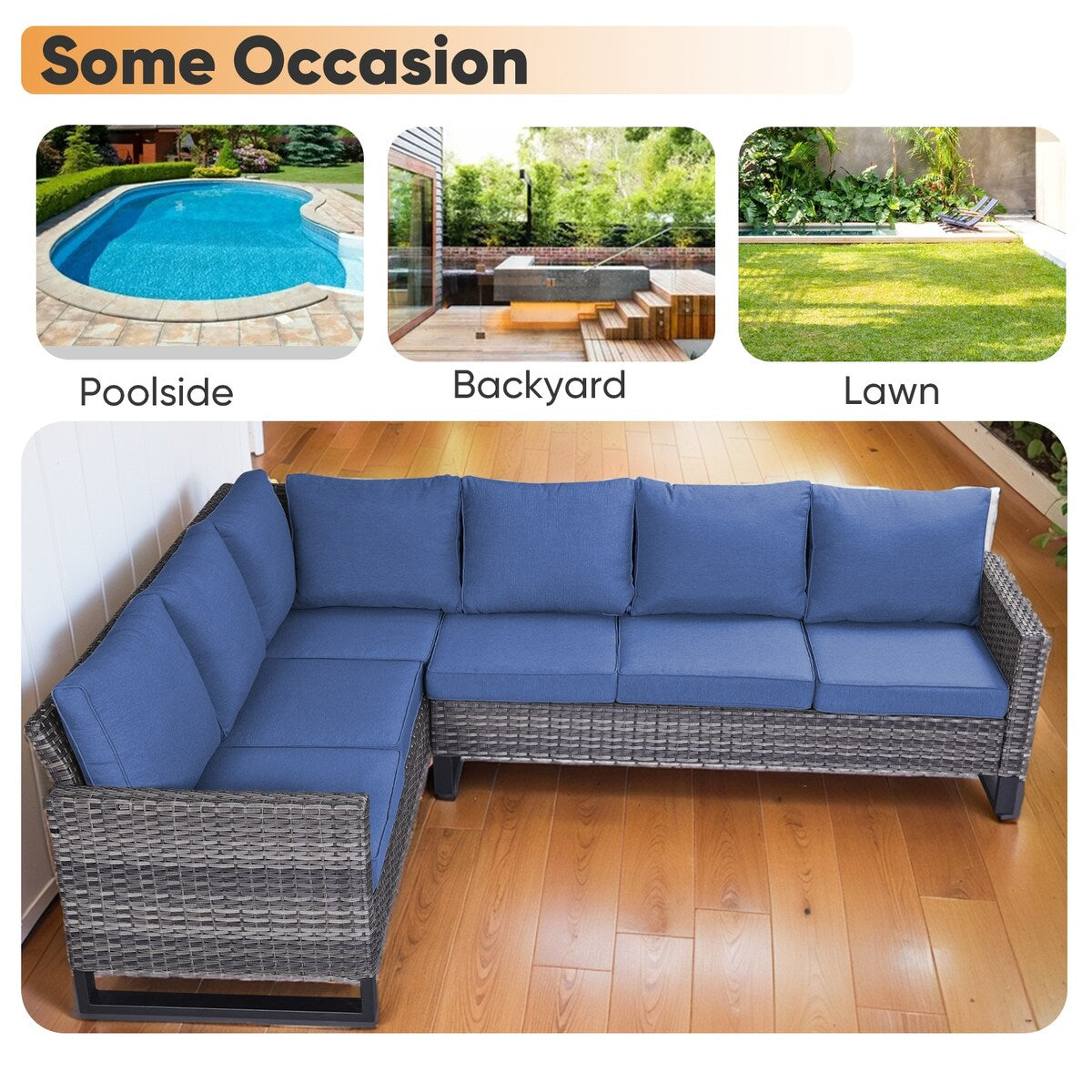 Outdoor PE Wicker Furniture Set with Fire pit Table